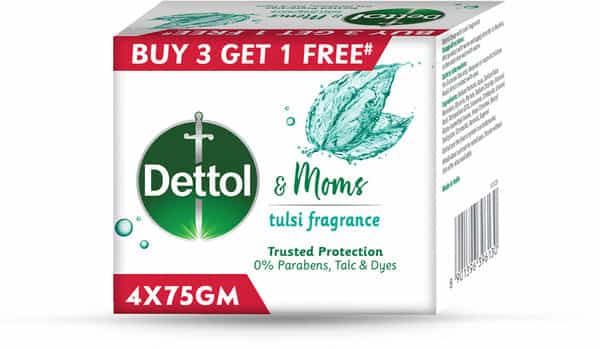 Dettol & Moms Bathing Soap Tulsi - 75Gm ( Buy 3 Get 1 )