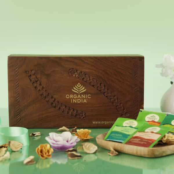 Organic India Super Deluxe Wooden Gift 100 Teabags Box