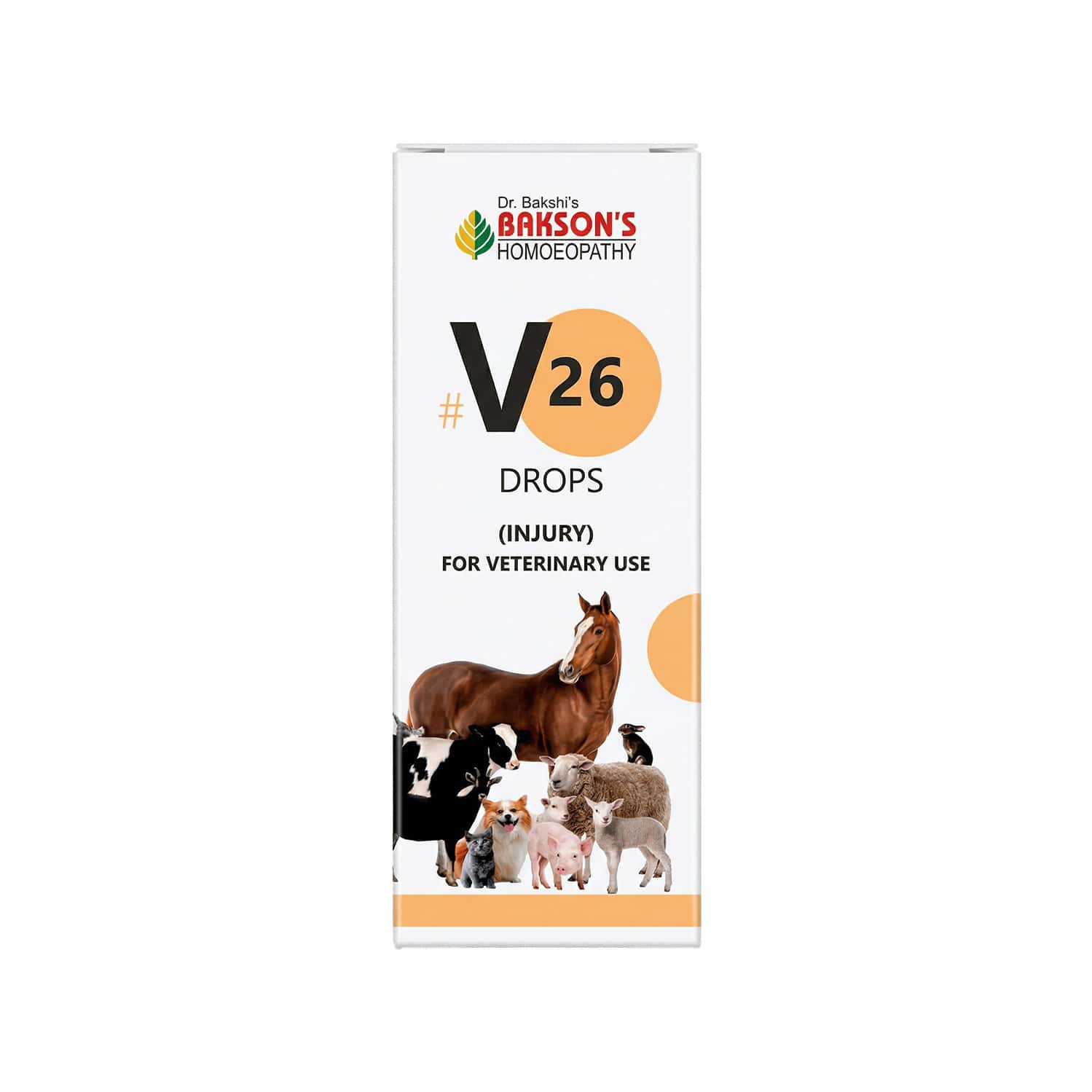 Bakson Homoeopathy V26 Drops | Injury | For Veterinary Use | 30 Ml