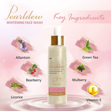 Pearldew Whitening Face Wash 100 Ml | Berberry & Green Tea | Paraben Free (Pack Of 3)