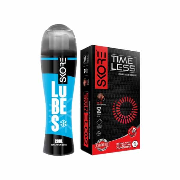 Skore Timeless Climax Delay Condoms - 10 And Cool Lubes - 50 Ml