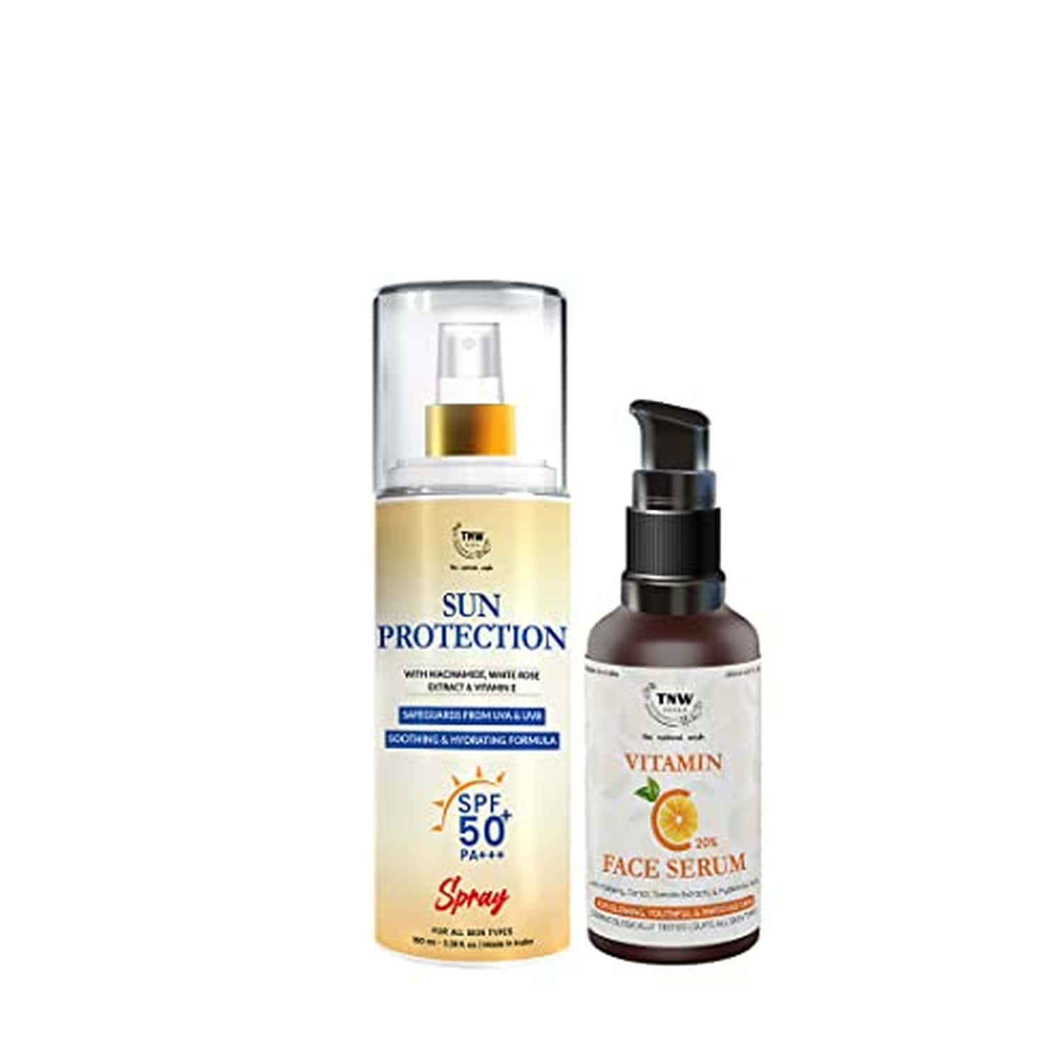 Tnw The Natural Wash Skincare Combo With Sun Protection Spf 50 Spray & Vitamin C Face Serum