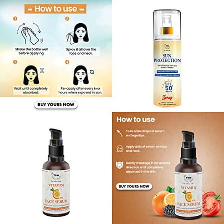 Tnw The Natural Wash Skincare Combo With Sun Protection Spf 50 Spray & Vitamin C Face Serum