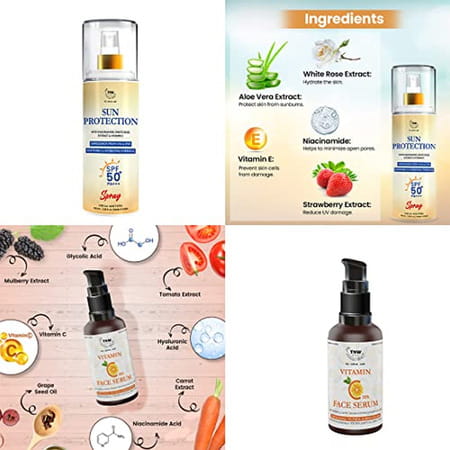 Tnw The Natural Wash Skincare Combo With Sun Protection Spf 50 Spray & Vitamin C Face Serum