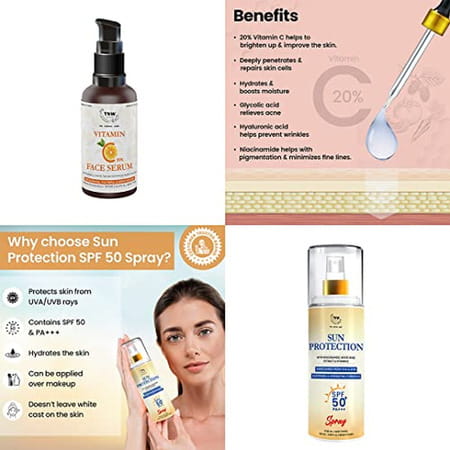 Tnw The Natural Wash Skincare Combo With Sun Protection Spf 50 Spray & Vitamin C Face Serum