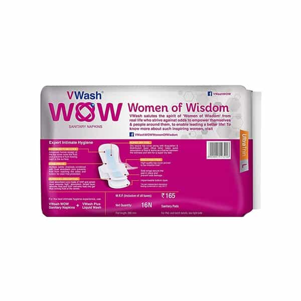 Vwash Wow Ultra Thin Size L Sanitary Pads Pack Of 48 (Packs Of 3X16)