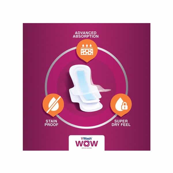 Vwash Wow Ultra Thin Size L Sanitary Pads Pack Of 48 (Packs Of 3X16)