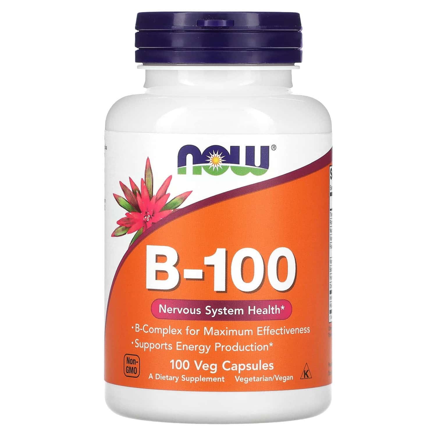 Now Foods Supplements | Vitamin B-100 | Energy Production* | Nervous System Health| 100 Veg Capsules