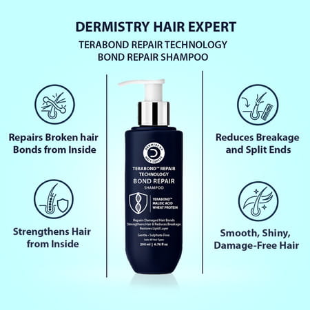 Dermistry Sulphate Free Bond Repair Shampoo I Terabond Maleic Acid Protein I Dry Frizzy Hair - 200ml