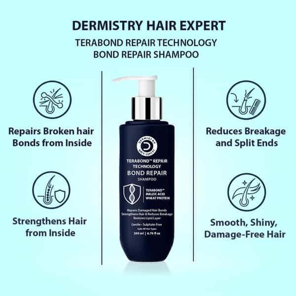Dermistry Sulphate Free Bond Repair Shampoo I Terabond Maleic Acid Protein I Dry Frizzy Hair - 200Ml