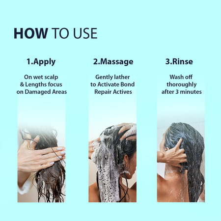 Dermistry Sulphate Free Bond Repair Shampoo I Terabond Maleic Acid Protein I Dry Frizzy Hair - 200ml
