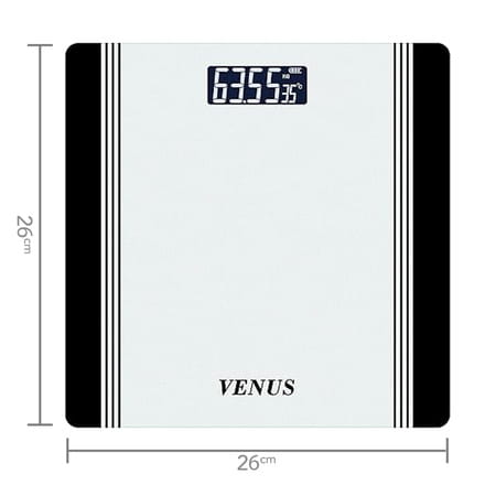 Venus (India) Electronic Digital Personal Bathroom Weight Machine | Upto 180kg | Eps-1199-New-Black