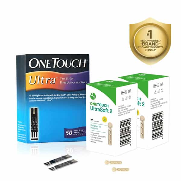 Onetouch Ultra 50 Test Strips With 50 Onetouch Ultrasoft 2 (Pack Of 2) 25 Lancets