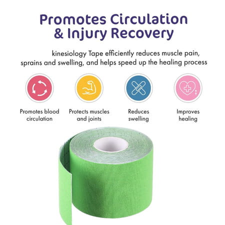 Healthtrek Kinesiology Tape For Back Pain (Pack Of 1 | Green | 5 M X 5 Cm)