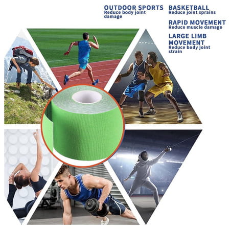 Healthtrek Kinesiology Tape For Back Pain (Pack Of 1 | Green | 5 M X 5 Cm)