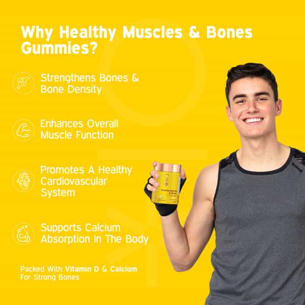 Nutriburst Healthy Muscles & Bones Gummies With Vitamin D & Calcium (30 Gummies)(Lemon Flavor)