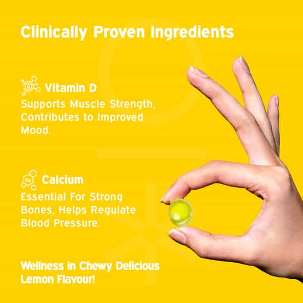 Nutriburst Healthy Muscles & Bones Gummies With Vitamin D & Calcium (30 Gummies)(Lemon Flavor)