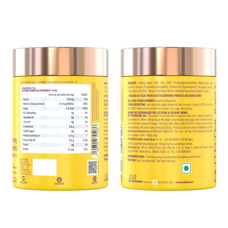 Nutriburst Healthy Muscles & Bones Gummies With Vitamin D & Calcium (30 Gummies)(Lemon Flavor)