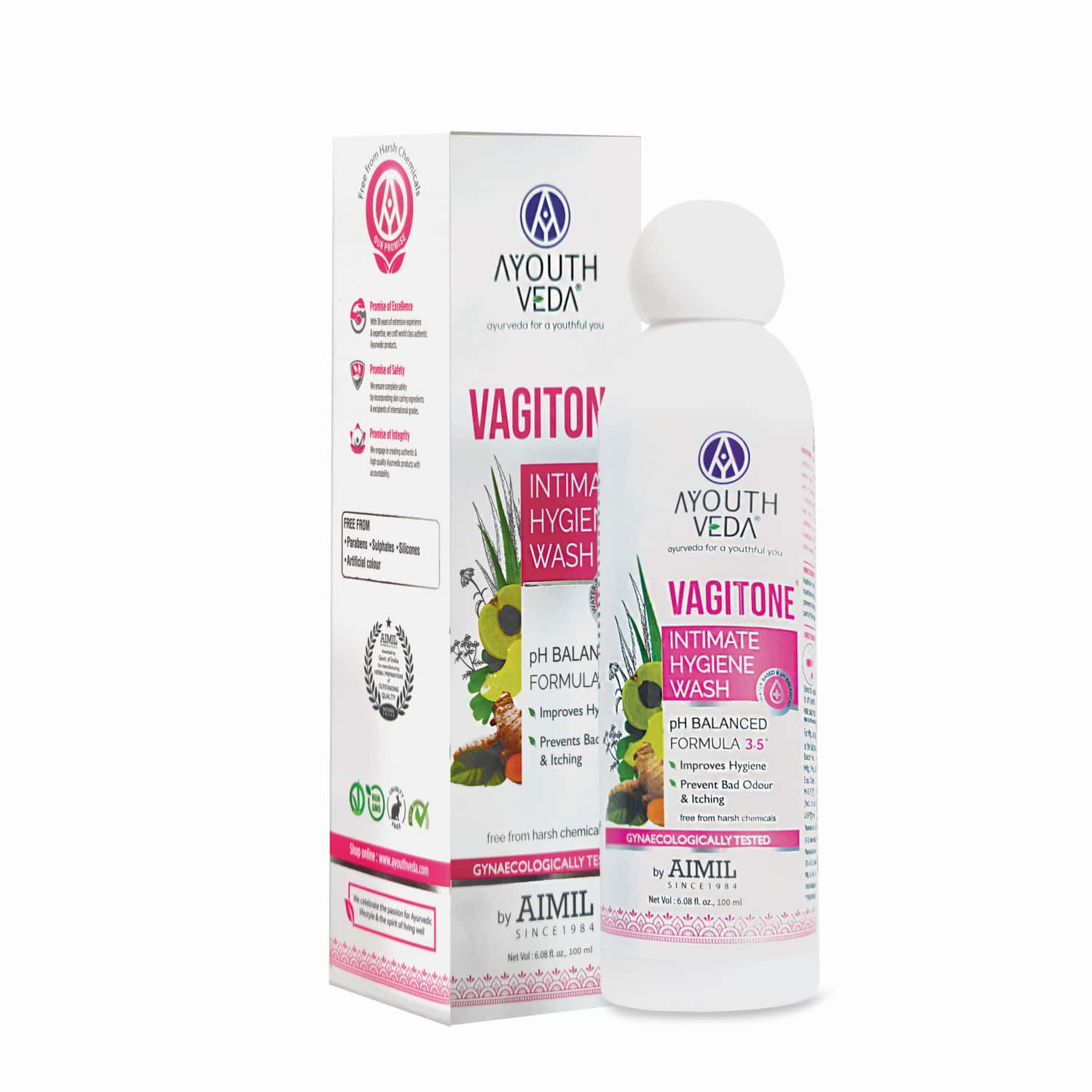 Ayouthveda Vagitone Intimate Wash With Aloe & Amla To Maintain Ph Balance & Prevent Odour 100 Ml