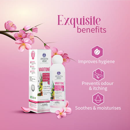 Ayouthveda Vagitone Intimate Wash With Aloe & Amla To Maintain Ph Balance & Prevent Odour 100 Ml