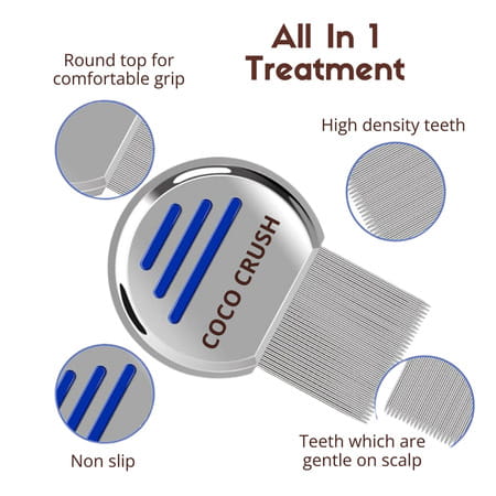 Coco Crush Gentle Lice Remover Comb - Natural Solution For Quick Lice Elimination - 1n
