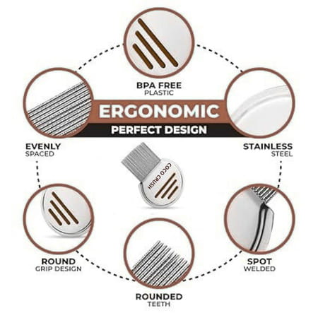 Coco Crush Gentle Lice Remover Comb - Natural Solution For Quick Lice Elimination - 1n