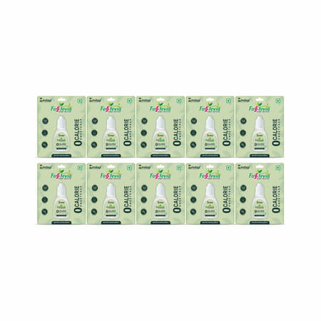 Zindagi Fosstevia Stevia Liquid |Zero Calorie Sweetener| Sugar Free Sweetener|10 Ml|Pack Of 10