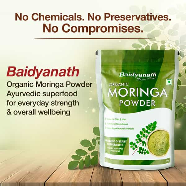 Baidyanath Ayurved Organic Moringa Powder 200G | Immunity & Energy Superfood