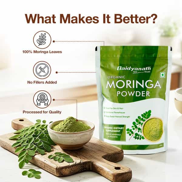 Baidyanath Ayurved Organic Moringa Powder 200G | Immunity & Energy Superfood