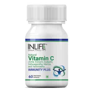 Inlife Natural Vitamin C (amla) Ashwagandha Immunity Plus Immune Booster 500 Mg - 60 Veg Caps