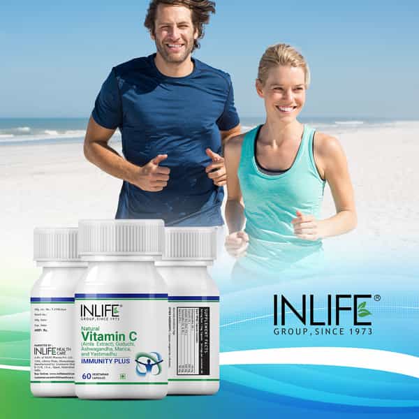 Inlife Natural Vitamin C (Amla) Ashwagandha Immunity Plus Immune Booster 500 Mg - 60 Veg Caps