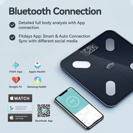 Hoffen India Smart Electronic Digital Weight Machine With Free Bluetooth App | 2y Warranty Ho 36 App