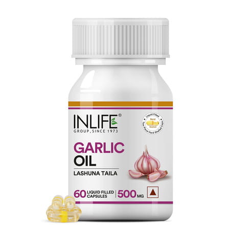 Inlife Natural Garlic Oil 60 Capsules For Heart Cholesterol And Weight Loss- 60 Capsules