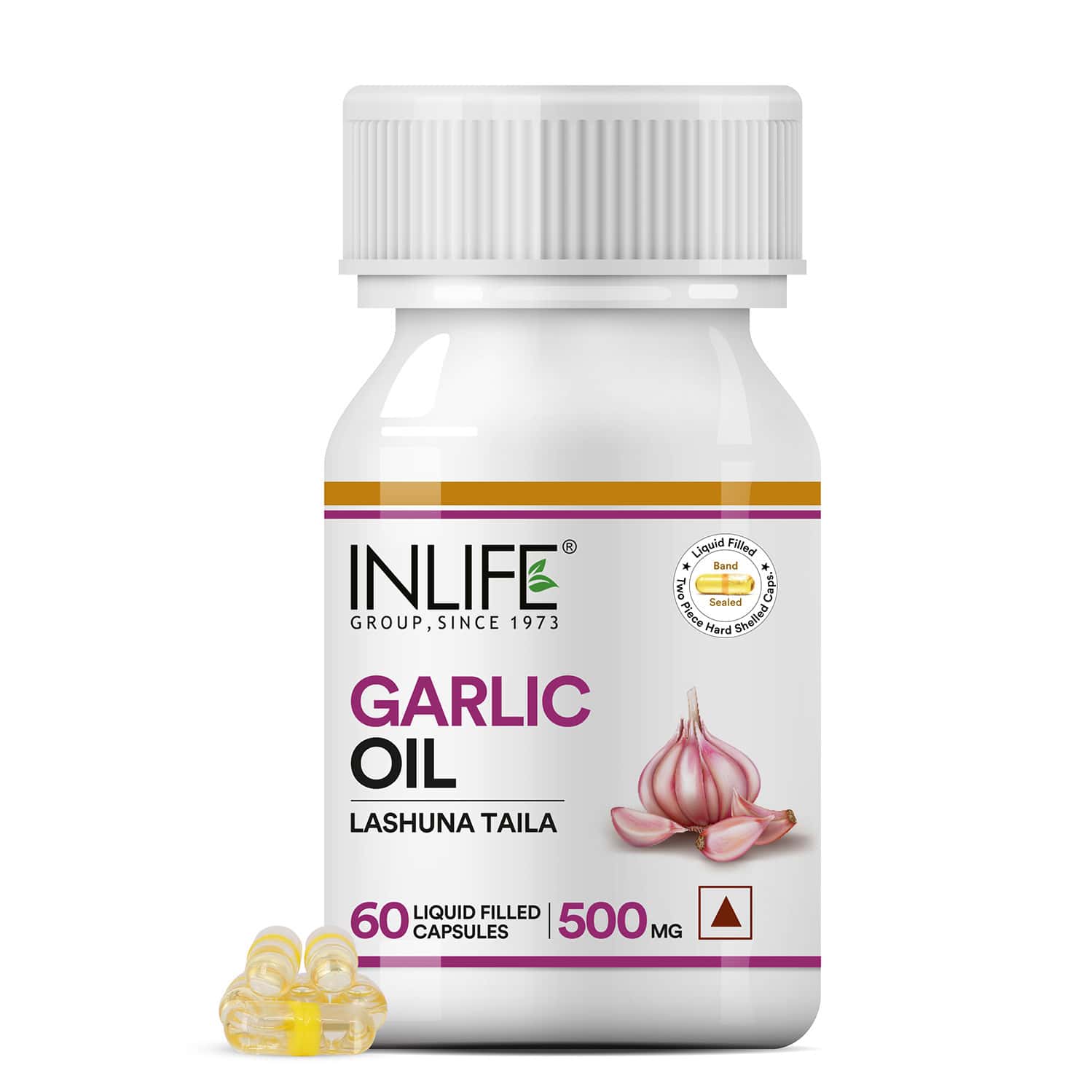Inlife Natural Garlic Oil 60 Capsules For Heart Cholesterol And Weight Loss- 60 Capsules