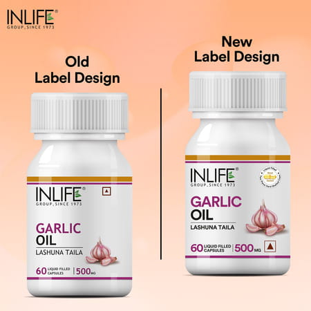 Inlife Natural Garlic Oil 60 Capsules For Heart Cholesterol And Weight Loss- 60 Capsules