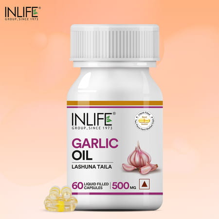 Inlife Natural Garlic Oil 60 Capsules For Heart Cholesterol And Weight Loss- 60 Capsules