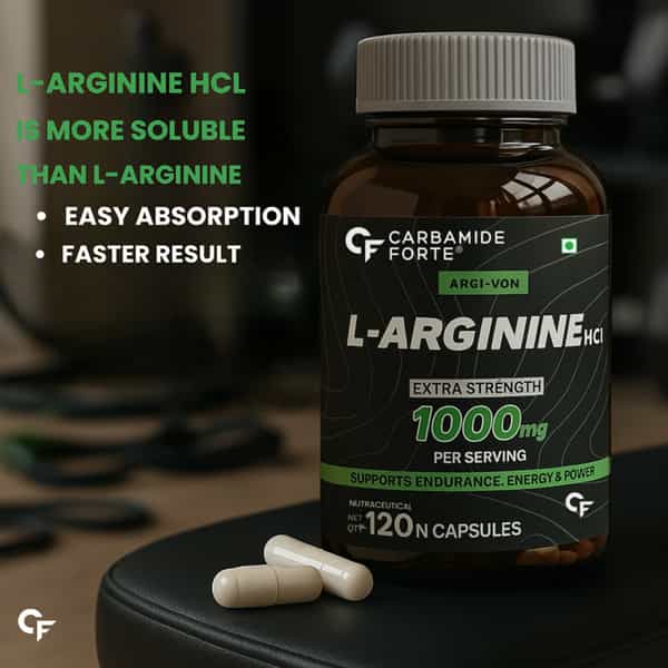 Carbamide Forte L-Arginine | Creatine 1000Mg Supplement For Adults Per Serving - Capsules 120 Count
