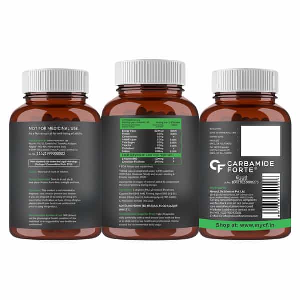 Carbamide Forte L-Arginine | Creatine 1000Mg Supplement For Adults Per Serving - Capsules 120 Count