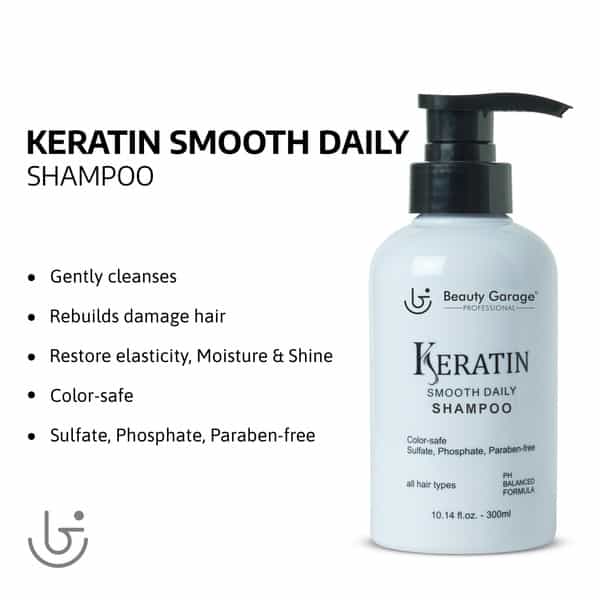 Beauty Garage Keratin Sulfate Free Paraben Free Moisturizing Smooth Daily Shampoo 300Ml