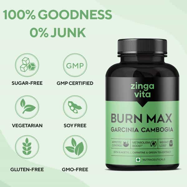 Zingavita Garcinia Cambogia Weight Loss Supplement Sugar Free 60 Veg Tablets