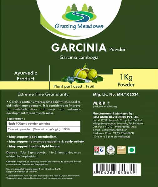 Grazing Meadows Garcinia Powder - 1 Kg (Pack Of 4)