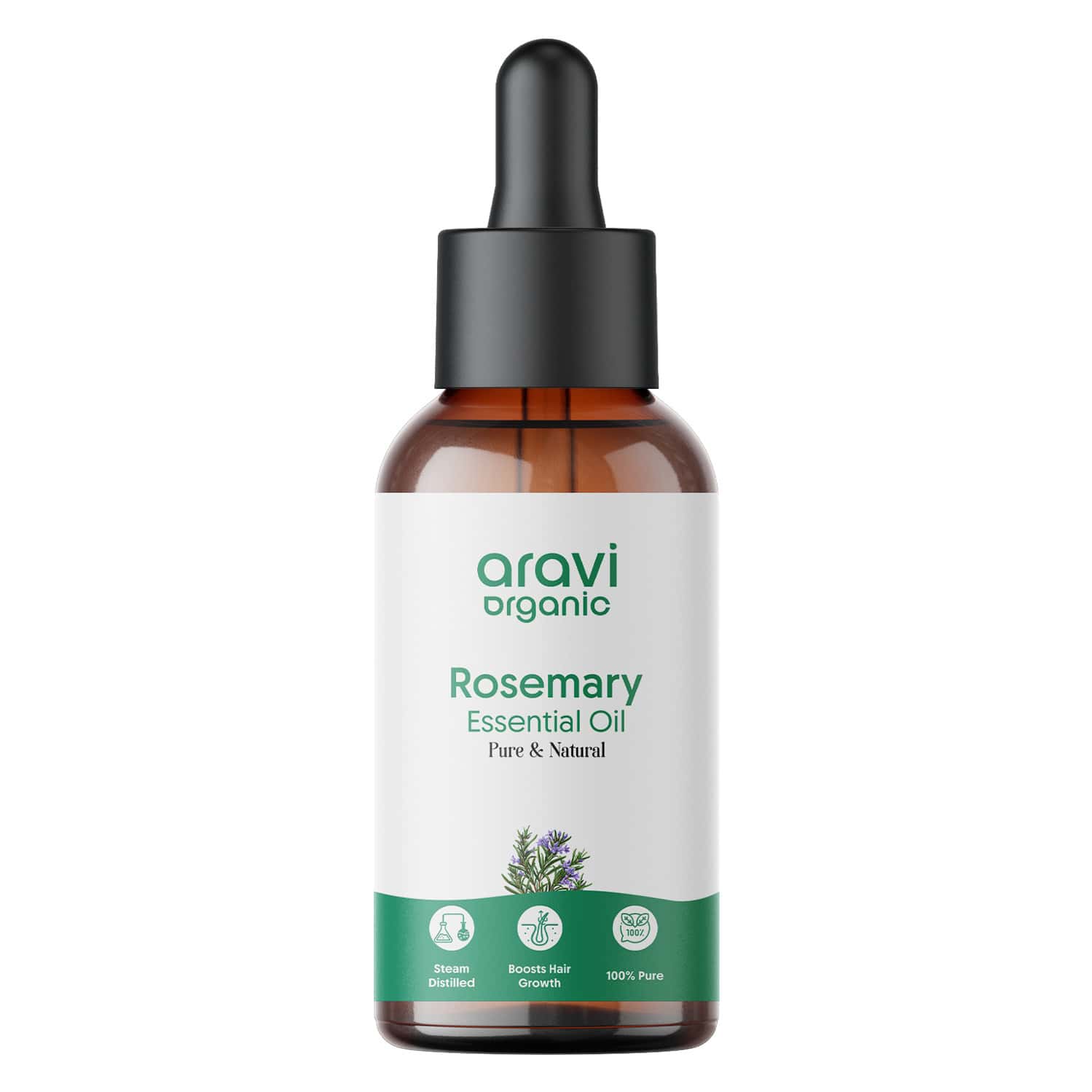 Aravi Organic Rosemary Essential Oil - Promotes Hair Growth | Healthy Scalp & Strengthens Hair 30ml