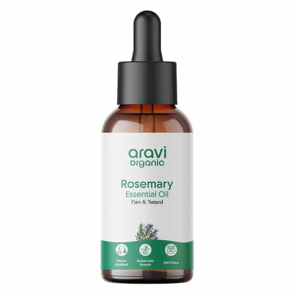 Aravi Organic Rosemary Essential Oil - Promotes Hair Growth | Healthy Scalp & Strengthens Hair 30Ml