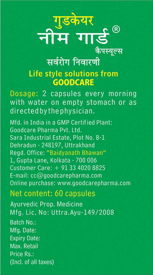 Buy GOODCARE NEEM GUARD CAPSULES 60NO'S Online & Get Upto 60 OFF at