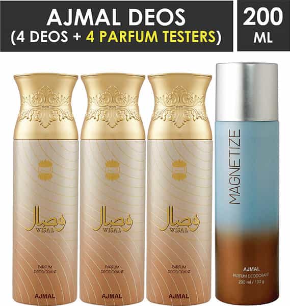 Ajmal 3 Wisal For Women And 1 Magnetize For Men & Women Deodorants Each 200Ml Combo Pack Of 4