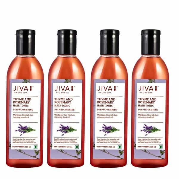 Jiva Thyme & Rosemary Hair Tonic|Scalp Cleansing Formula|Promotes Healthy Hair - 120Ml (Pack Of 4)