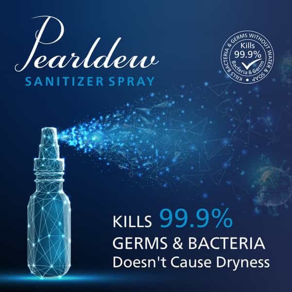 Pearldew Sanitizer Spray (Sea Breeze) 120 Ml | Aloe & Neem | Paraben Free (Pack Of 12)