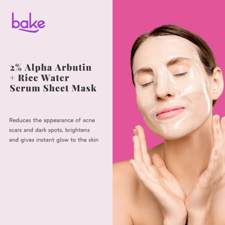 Bake 2% Alpha Arbutin Sheet Mask With Rice Water For Bright | Even Skin (20G)