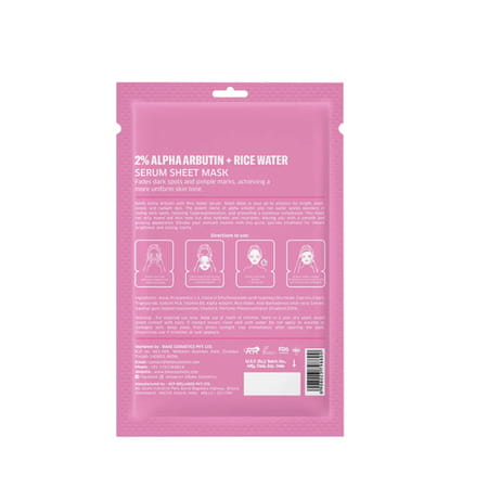 Bake 2% Alpha Arbutin Sheet Mask With Rice Water For Bright | Even Skin (20G)