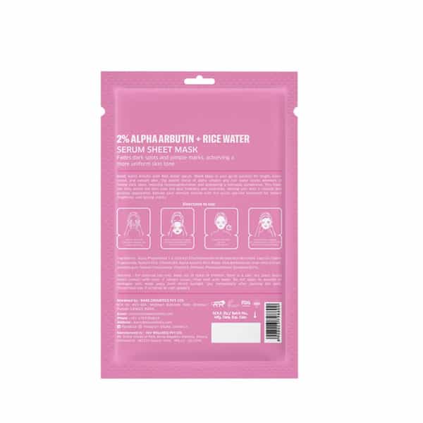 Bake 2% Alpha Arbutin Sheet Mask With Rice Water For Bright | Even Skin (20G)